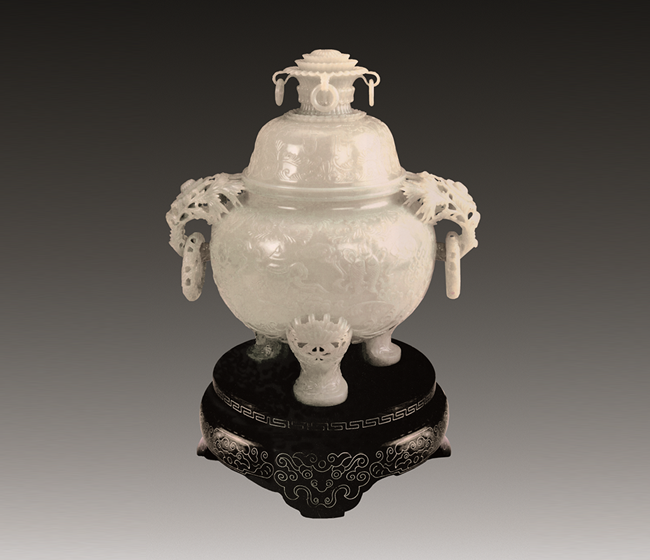 白玉薄胎《八宝吉祥炉》